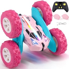 Remote Control Car RC Flip Stunt Double Sided Driving Cars Toys for Girls Pink