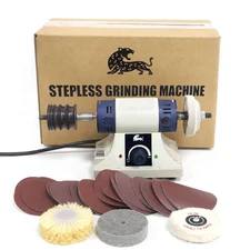 TOAUTO Electric Bench Polisher Grinding Machine Stepless Lapidary Grinder 750W