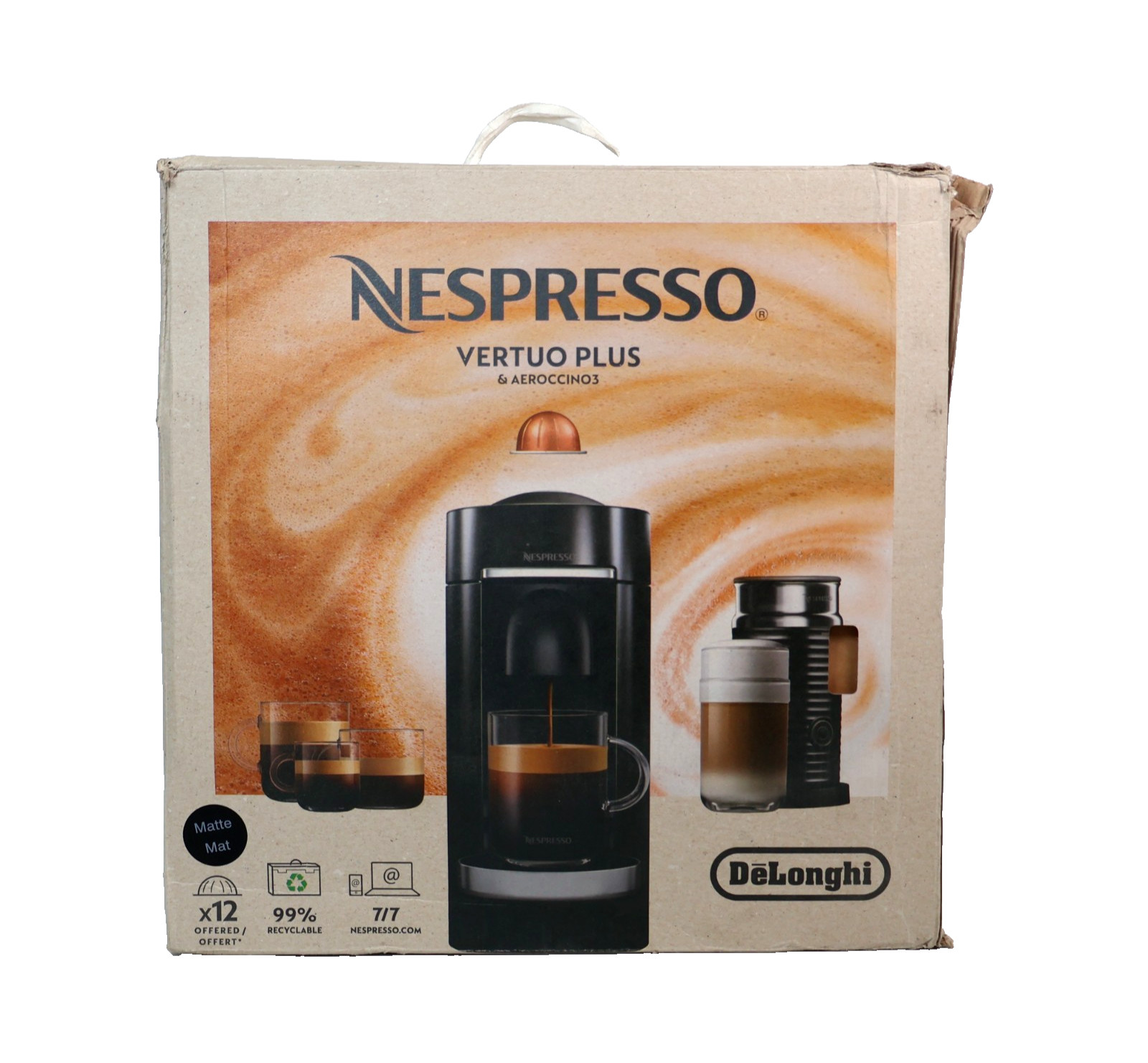 De'Longhi Nespresso VertuoPlus Deluxe Coffee and Espresso Machine + Aeroccino 3