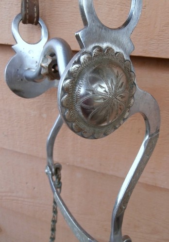 Crockett Renalde S Shank Horse Bit Rein Chains Silver Quarter Conchos