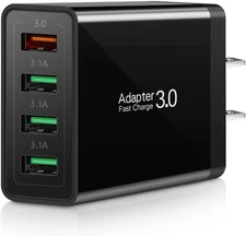 Fast Charging 3.0 Wall Charger, 4-Port USB Charger Block,  Multi USB Power Adapt