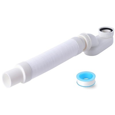Cinsda Bathtub Shower Drain Pipe, Low Profile Flat 1 1/2 P 1.5 inches, White
