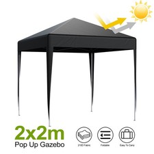 2m x 2 m Pop Up Gazebo Marquee Outdoor Garden Party Tent Canopy Black/Grey/Blue