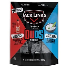 🏈 Jack Link's Buffalo & Ranch Chicken Duos Sticks 10ct - Game Day Snack 1.84oz