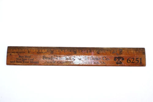 Vintage 6 in ruler advertising Brady-Harlan Coal & Coke Co Roanoke VA