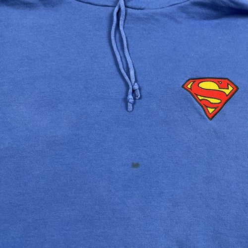 Vintage Y2K Six Flags Superman Hoodie Blue 2XL XXL 2002 VTG Comics - Picture 4 of 10
