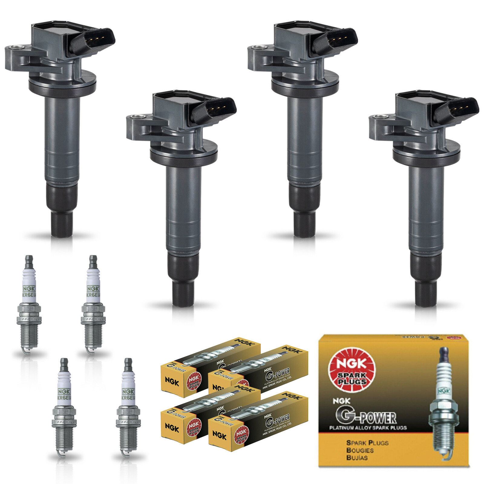 4 Ignition Coil  4 NGK Platinum Spark Plug for Toyota Matrix 2003-2008 1.8L