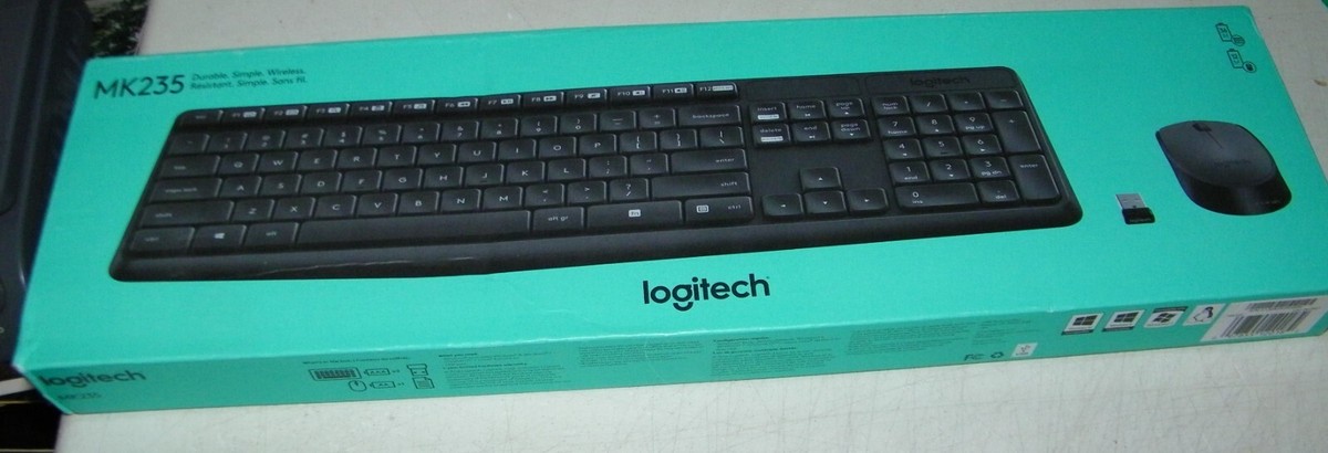 Logitech MK235 Wireless Keyboard, Optical Mouse USB Receiver Black New  Sealed