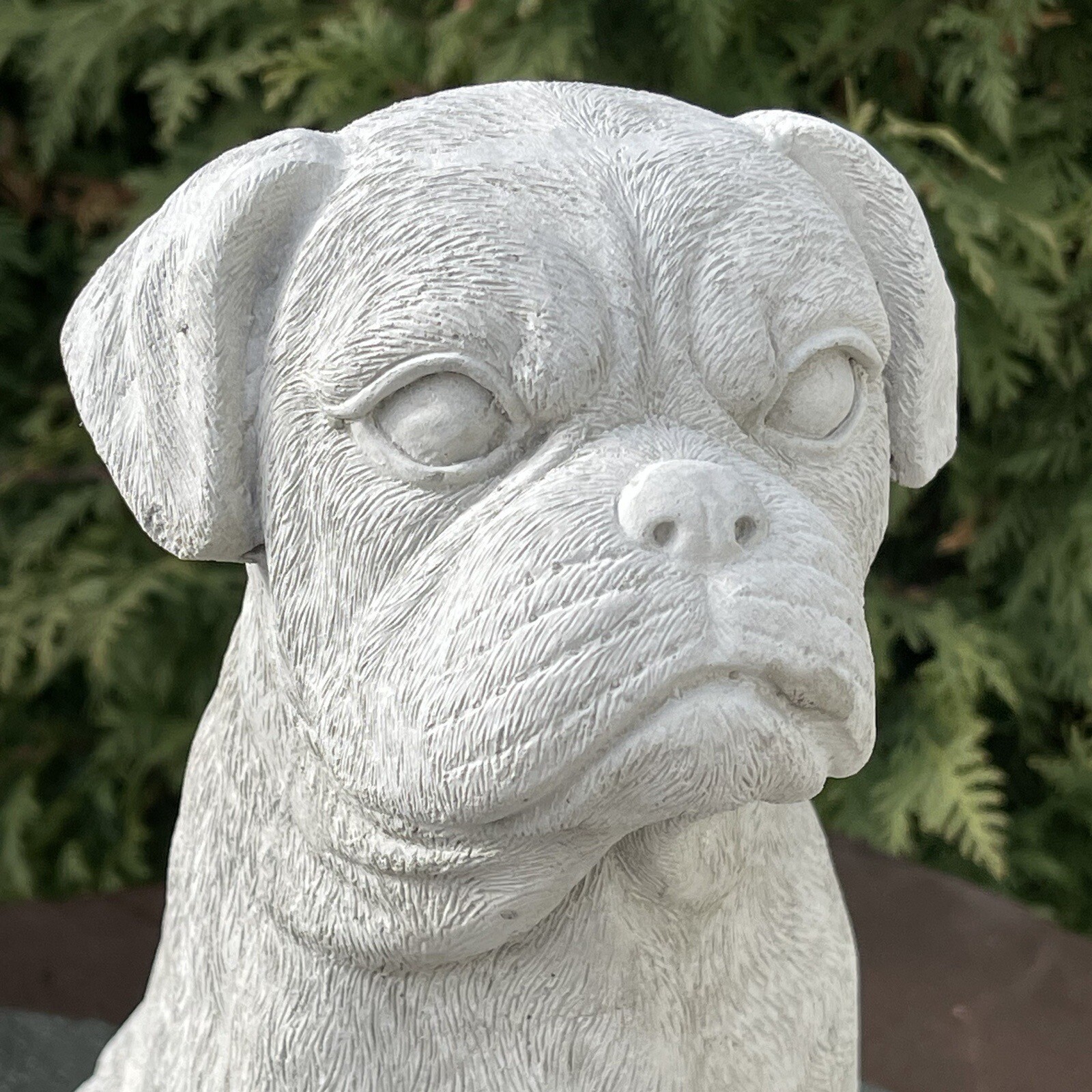 Boxer Dog Garden Statue 11" Outdoor Concrete Dog Memorial Ornament