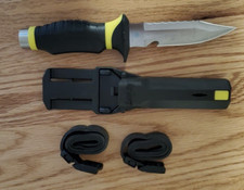 Underwater Kinetics Blue Tang Hydralloy Dive Knife BLACK & YELLOW w/ Sheath