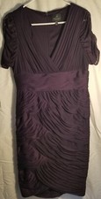 ADRIANNA PAPELL sz 10 Purple Ruched Sassy Wiggle Party Dress Evening Sku C137