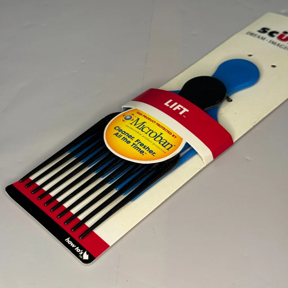 Peines de púa de dientes anchos vintage Scunci Lift azul y negro Microban 2004 nuevos Foto 4 de 4