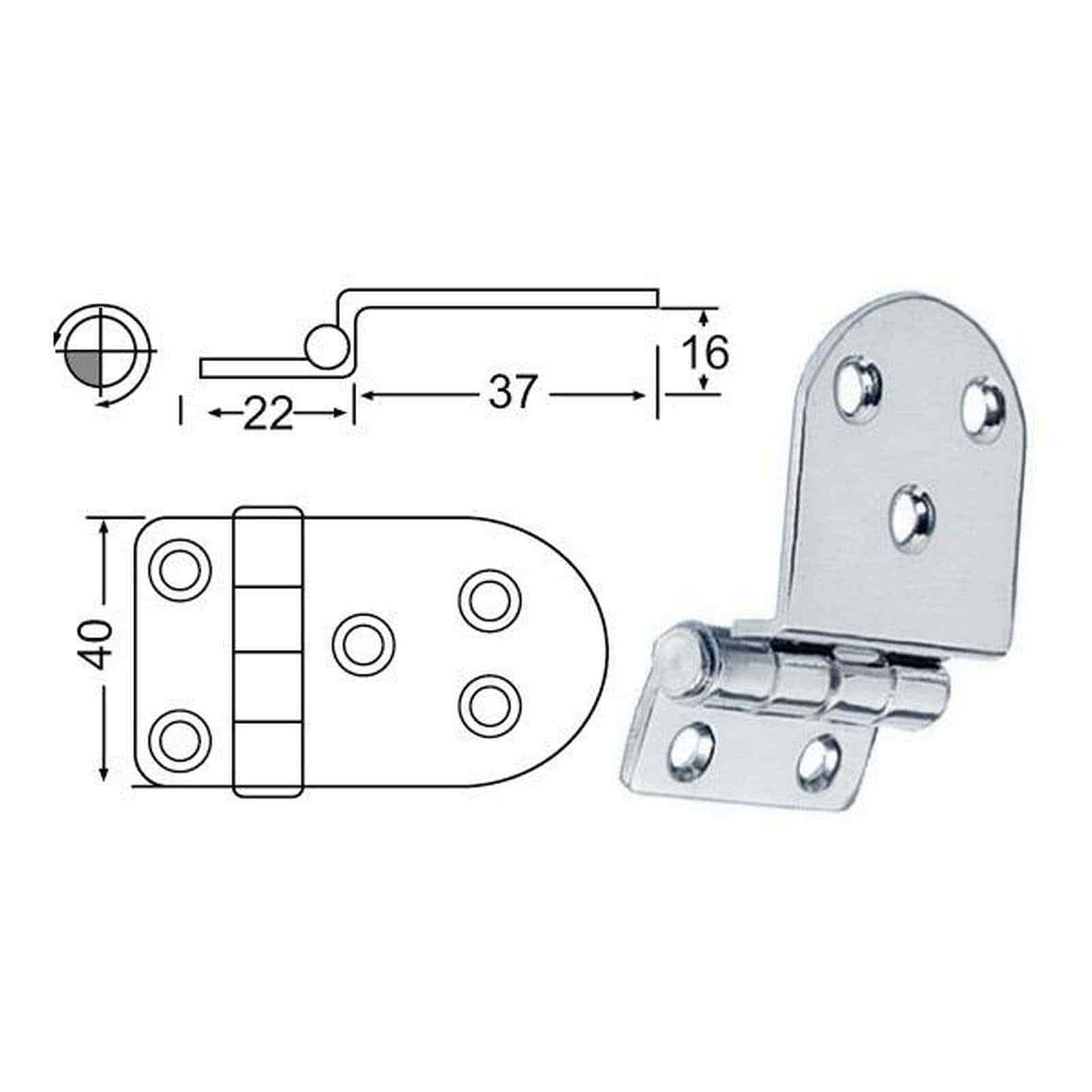 Cerniera inox a sbalzo 59x40 mm - 1 PZ Osculati  - 38.441.58 - 3844158