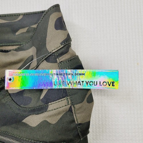Women's Camouflage Pants Size 5 Army Fatigue Skinny Button Street Casual Cool - Picture 12 of 13