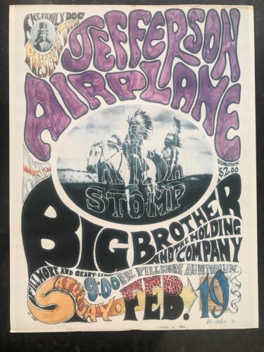 Concert Posters Jefferson Airplane+Grateful Dead 4 Reprints 1960s Gig Flyers Art - Picture 2 of 6