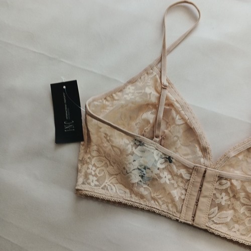 Neu mit Etikett INC transparentes Bralette mit Blumenspitze Größe Medium beige verstellbarer Träger - Bild 7 von 9