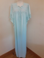 Erica Loren Vintage Turquoise Long Elegant Nightgown Lingerie Sleepwear Size 46