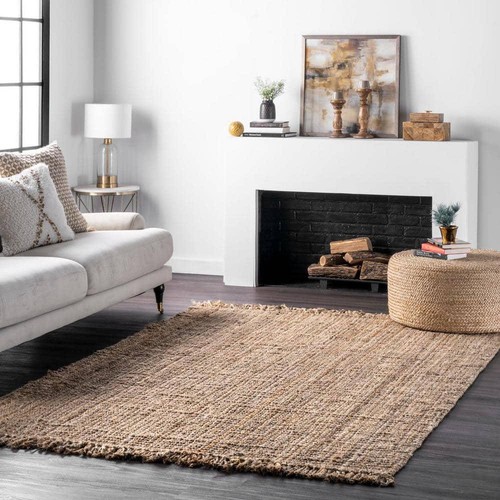 nuLOOM Farmhouse Area Rug 6' W x 9' L Hand Woven Weave Jute Spot Clean Beige - Picture 2 of 12