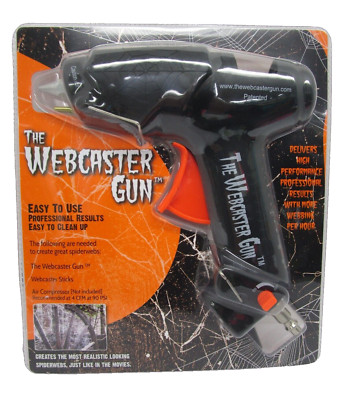The Webcaster Gun Spider Web Maker with 6 Glue Sticks Spooky Halloween Decor