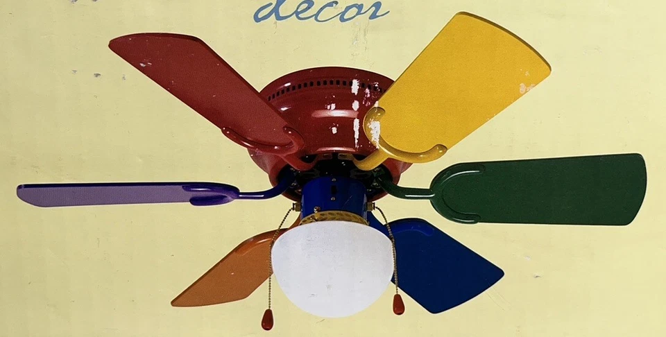 NEW Vintage Mainstays 30" Hugger Multi-Color Rainbow Lighted 3-Speed Ceiling Fan - Image 2 of 4