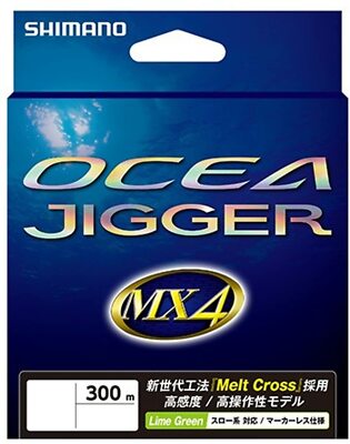 SHIMANO Fishing PE Line OCEA JIGGER MX4 300m #1.5 Lime Green