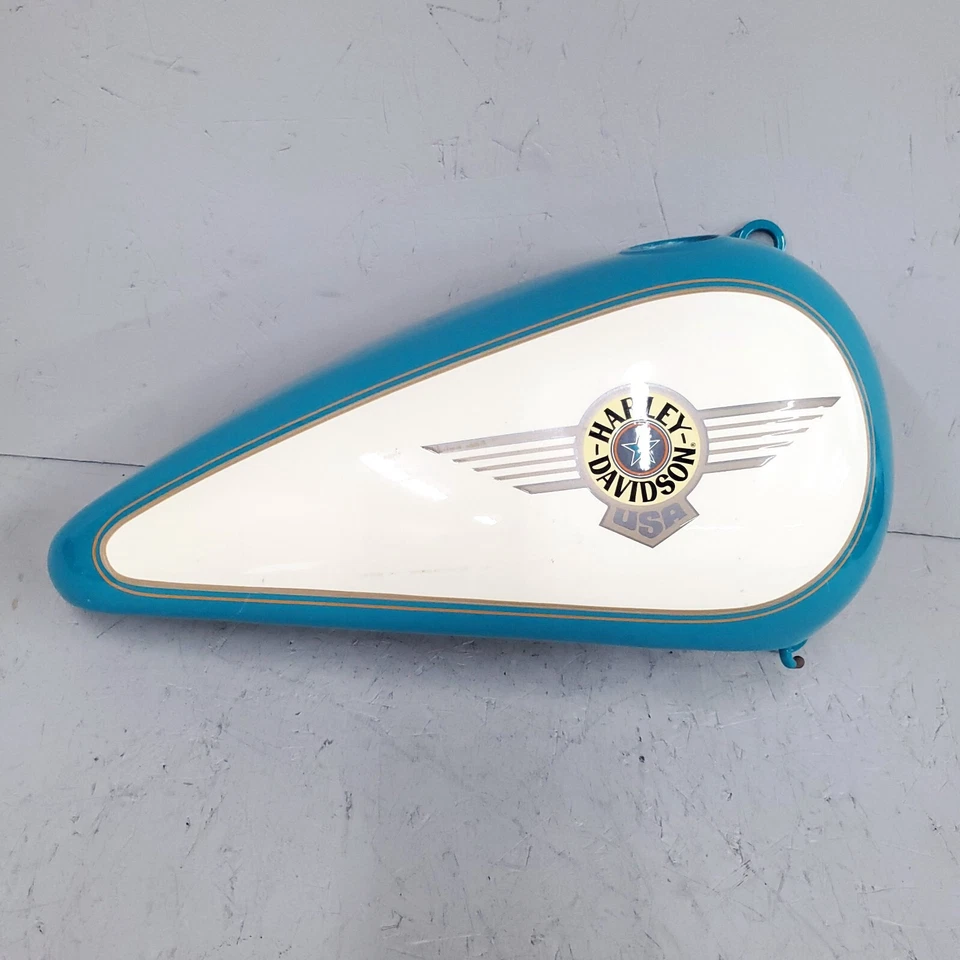 Harley-Davidson Softail Fat Boy tanque de combustible derecho gasolina turquesa Evo 61262-92VZ Foto 2 de 4