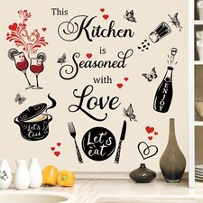 wondever Kitchen Quotes Wall Stickers This Kitchen is Seasoned with Love Sayi...