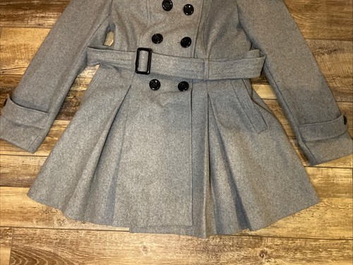 Victoria’s Secret Women’s Pea Coat Jacket Size 6 Gray Wool Button Up Belted - Picture 4 of 5