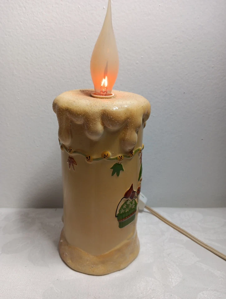 DEBBIE MUMM 2008 РОЖДЕСТВО СНЕГОВИК МЕРЦАНИЕ ЭЛЕКТРИЧЕСКАЯ СВЕЧА ЛАМПА КЕРАМИКА 9 1/2» T - Изображение 3 из 4