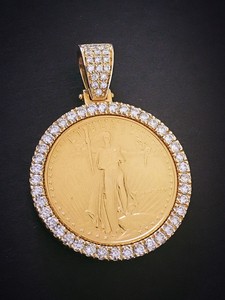 Details About Estate 12 Oz American Eagle 25 Gold Coin Diamond Pendant 25 Carat