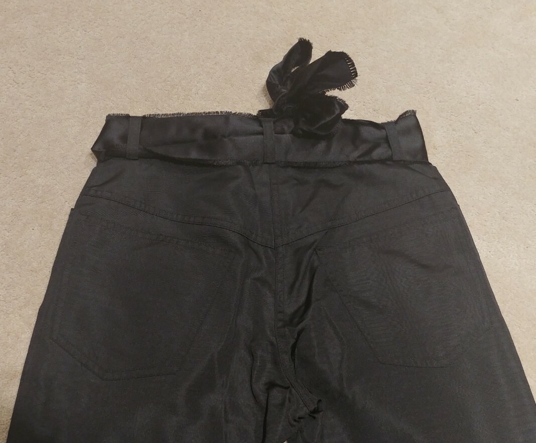 Pantaloni a mosca Yves Saint Laurent neri filigrana seta sfilacciata fascia con bottoni taglia 34 US 2