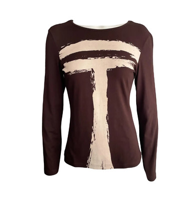 Mugler vintage jersey long sleeve top in brown - Size S