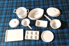 Do It Yourself Dollhouse Miniature 10 Pc Cooking accessories That You can Paint.