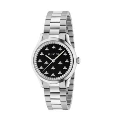 Gucci Uhr G-Timeless YA1265034 Watch Stahl 32mm Bienen Damen Swiss Schwarz