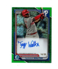 2024 Bowman Chrome Green Mojo Refractor TayShaun Walton Autograph RC #'d 14/99