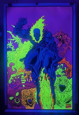1996 Vintage Ghost Rider Black Light Poster 23 x35  Funky Enterprises 1996 # 402