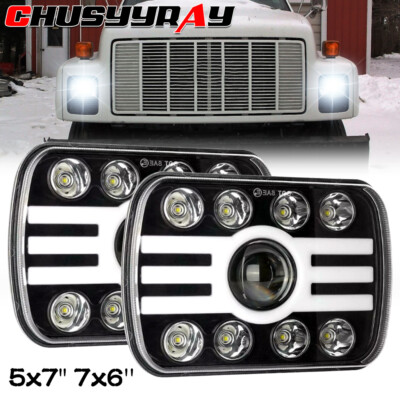 for GMC C4500 C5500 C6500 TopKick 2003-09 Pair 7x6'' Led Headlights Hi&Low Beam