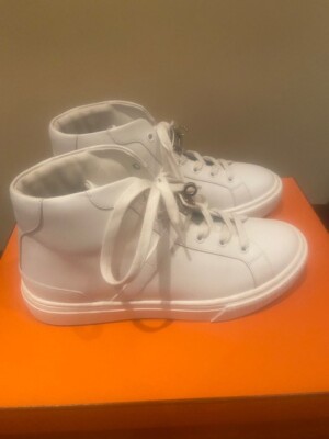 Hermes Daydream Kelly High Top Sneaker Tennis Shoe White Size 38