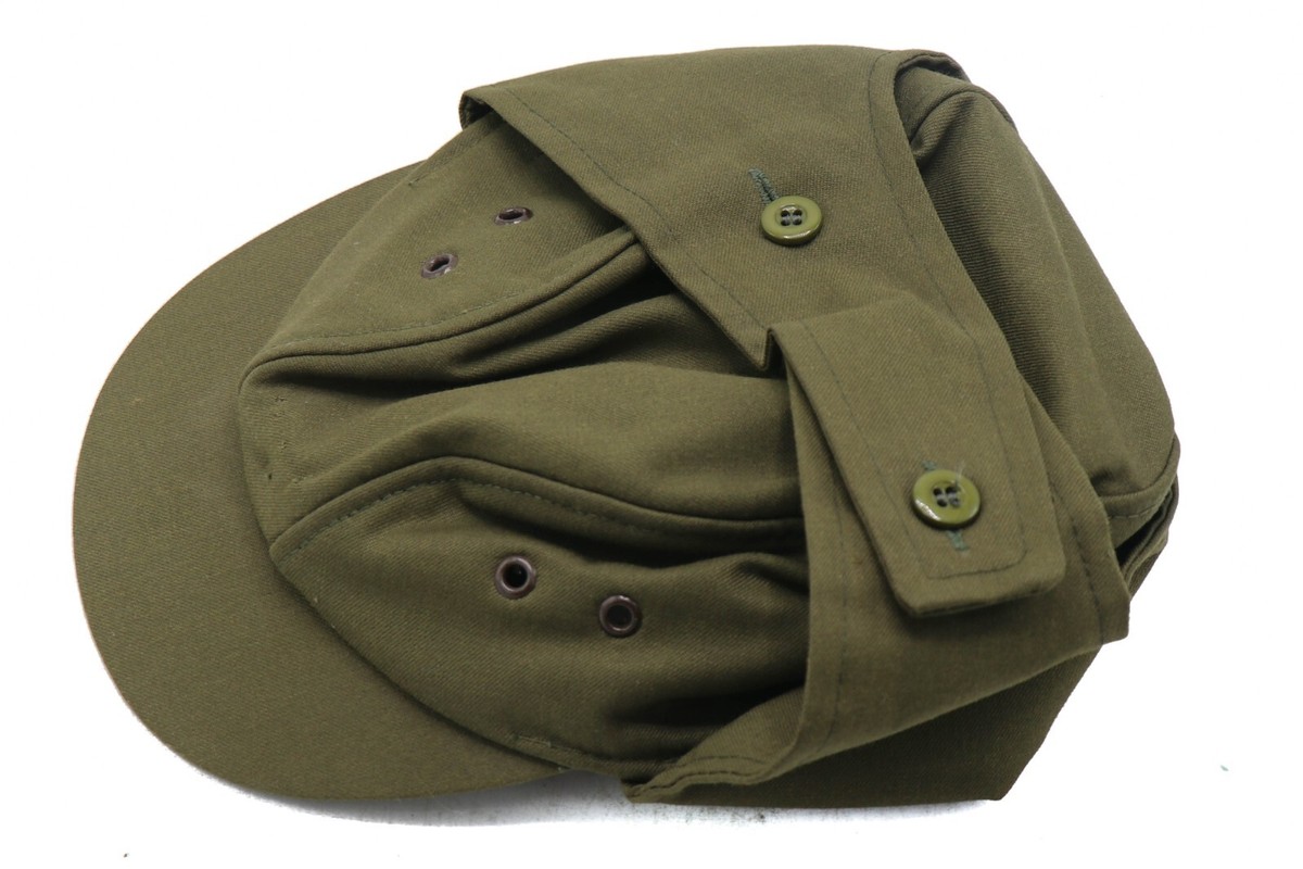 Medium (56) Czech Army OD Green M85 Camo Field Cap Hat with Ear