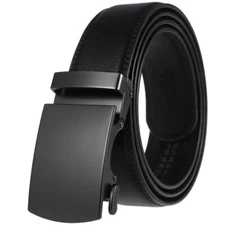 Fashion Men's Automatic Buckle Belt Real Leather Belt Ratchet Strap Gift Jeans