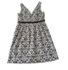 LOFT Dress Women 4P Black White Lined Sheath Babydoll Career Work Office Classic