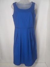 Tahari Womens Dress Size 6 Medium Shift Blue Sleeveless Summer Travel Side Zip