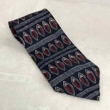 Hand Made in Italy 100 Silk Navy and Red Print Men's Neck Tie Classic Office