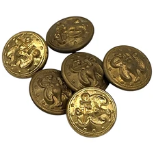 6 Vintage US Navy Eagle Buttons with Anchor and Star Border Unmarked  7/8"