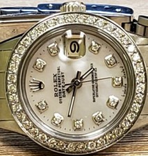 Rolex Ladies Datejust Oyster Perpetual Stainless Steel Diamond Bezel Dial Watch