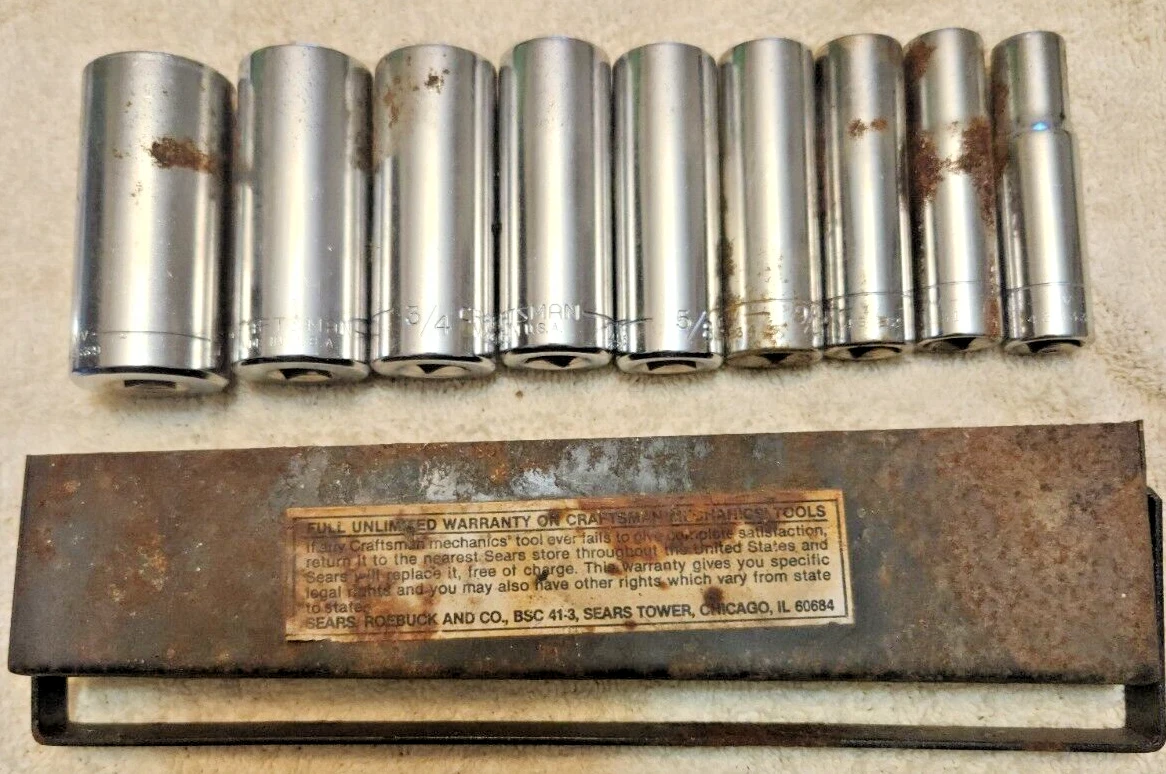 Craftsman 9 Piece Deep Socket Set SAE 6 Point 3 8