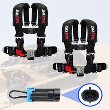 Pair Of 4 Point Safety Harnesses 2 Wbypass Plug Fits Can-am Maverick X3 Black