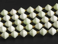 8MM Natural White Green Australian Lemon Quartz AA Bicone Faceted Loose Beads