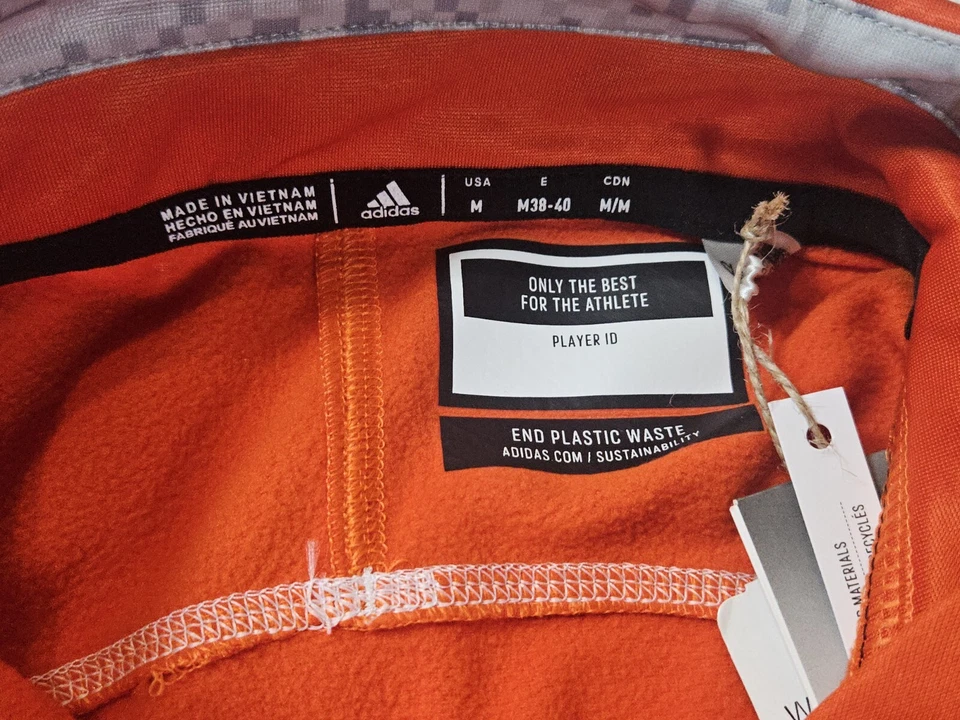 Adidas Pullover Atlético Mujer Mediano 1/4 Botón Naranja Rendimiento Suéter NUEVO Foto 4 de 4