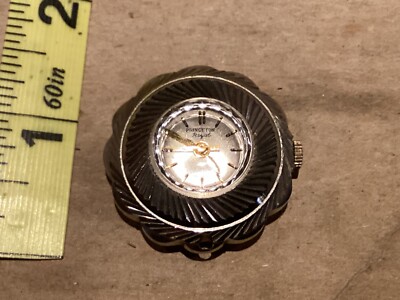 Vintage Princeton Royal Ladies Pendant Wind Watch Round 23'' Silver Tone - Runs